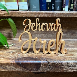 Jehovah Jireh Freestanding Sign Decor | Names of God 3D Name Sign | Jehovah Decoration | Christian Decorative