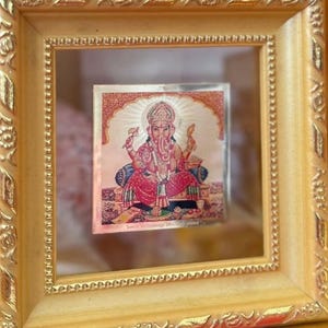 Mini marco dorado del dios hindú – Ganesha, Sai Baba, Srinathji – Decoración espiritual