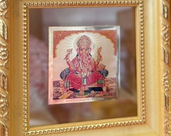 Mini Hindu God Gold Frame – Ganesha, Sai Baba, Srinathji – Spiritual Decor