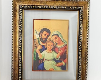 Framed Holy Family Portrait – Christian Home Blessing Art