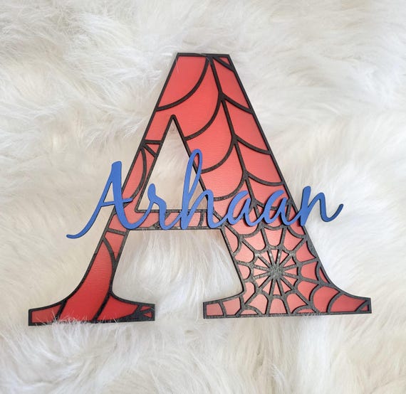 Spiderman Design Wooden Letter Baby Name Wall Sign, Personalized Name Nursery Wall Décor Sign