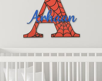 Spider Themed Font, Superhero, 3D Font, Kids Bedroom, Wooden Letters