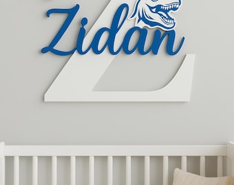 Dinosaur Wooden Name Sign: Personalized Nursery Decor