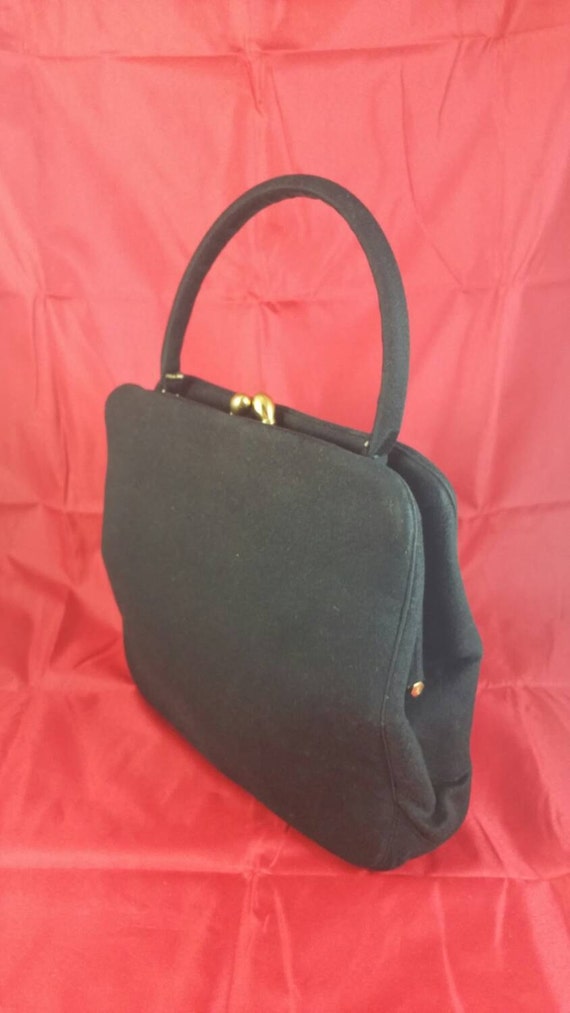 Fantastic Black Felt Bag Signed Koret