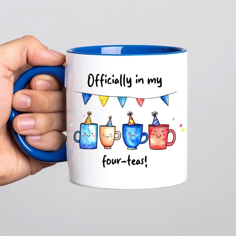 Officially in my four teas Funny 40th Birthday Mug Gift Blue