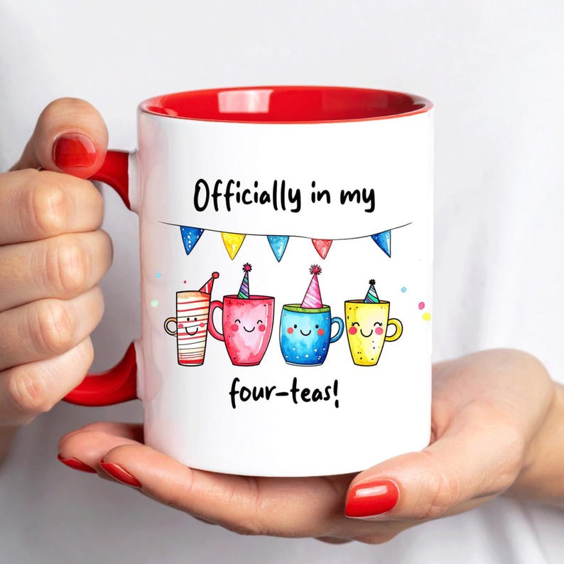 Officially in my four teas Funny 40th Birthday Mug Gift Red