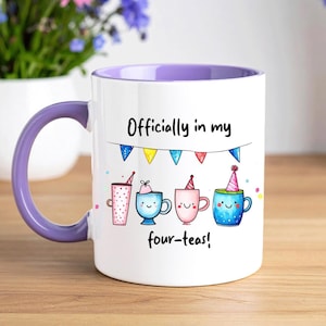 Officially in my four teas Funny 40th Birthday Mug Gift Heather