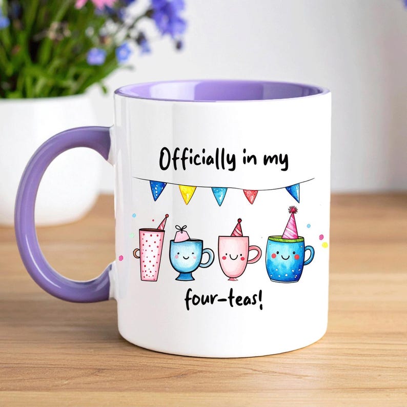 Officially in my four teas Funny 40th Birthday Mug Gift Heather