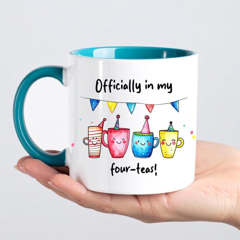 Officially in my four teas Funny 40th Birthday Mug Gift Aqua