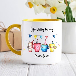 Officially in my four teas Funny 40th Birthday Mug Gift Yellow
