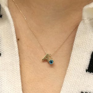 14K Gold 3D A Letter Necklace – Personalized Initial Pendant, Dainty & Elegant Jewelry, Perfect Gift for Women and Special Occasions