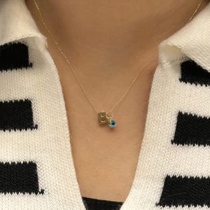14K Gold 3D B Letter Necklace – Personalized Initial Pendant, Dainty & Elegant Jewelry, Perfect Gift for Women and Special Occasions