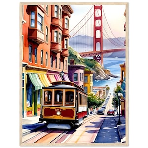 San Francisco Watercolor Painting | Golden Gate Bridge Poster | California Wall Art | Travel Print