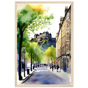Edinburgh Watercolor Painting | Edinburgh Castle Poster | Scotland Wall Art | Travel Print | Print, Framed Print, Canvas, Framed Canvas