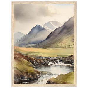 Scottish Highlands Watercolor Painting | Ben Nevis Mountain Travel Print | Home Decor Poster | Print, Framed Print, Canvas or Framed Canvas