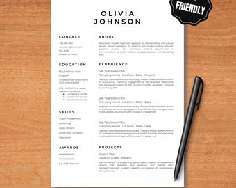 2025 NEW ATS Friendly Resume Template for Students, Internship, First Job, College, Grad School, High School. No experience, Entry Level