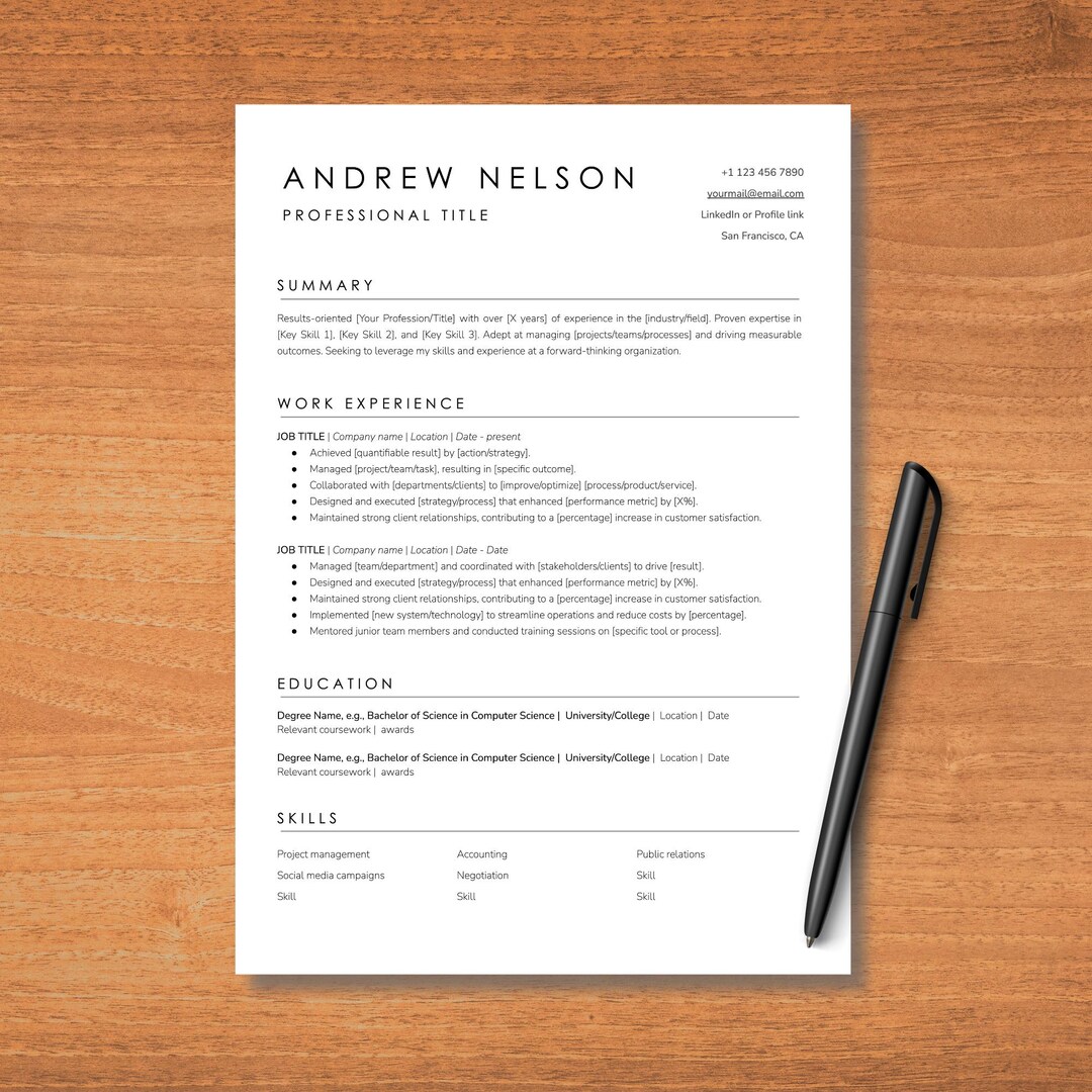 2025 Clean Resume Template for Google Docs Executive Resume Template ...