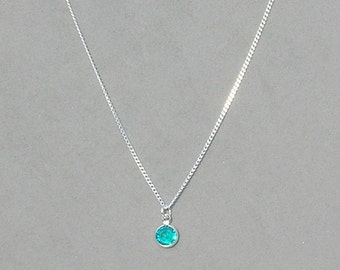 December Birthstone- Blue Zircon Drop Necklace