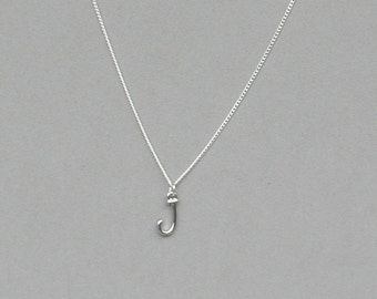 Silver Plated Initial J Necklace 113 