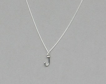 Silver Plated Initial J Necklace 113- Separate Listing for Birthstone Charm