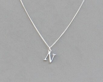 Silver Plated Initial N Necklace 113- Separate Listing for Birthstone Charm