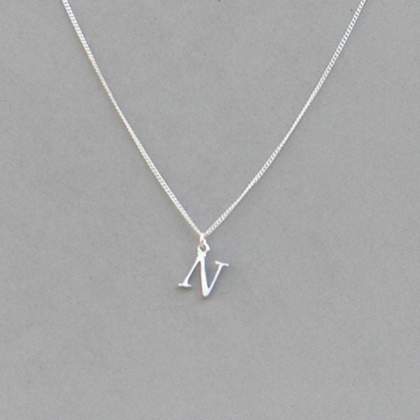 Silver Plated Initial N Necklace 113- Separate Listing for Birthstone Charm