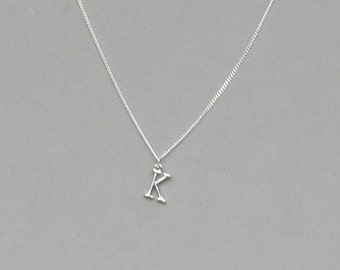 Silver Plated Initial K Necklace 113- Separate Listing for Birthstone Charm