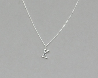 Silver Plated Initial K Necklace 113- Separate Listing for Birthstone Charm