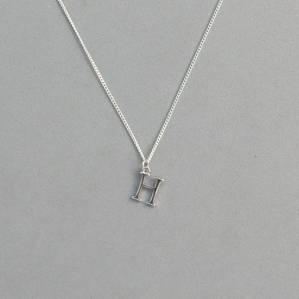Silver Plated Initial H Necklace 113- Separate Listing for Birthstone Charm