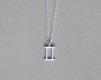 Rhodium Plated Gemini Pendant Necklace 453