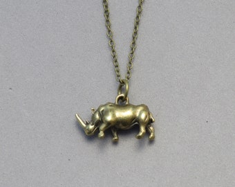 Antique Gold Rhino Necklace