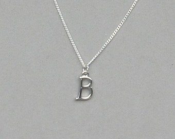 Silver Plated Initial B Necklace 113- Order Birthstone Charm Separately