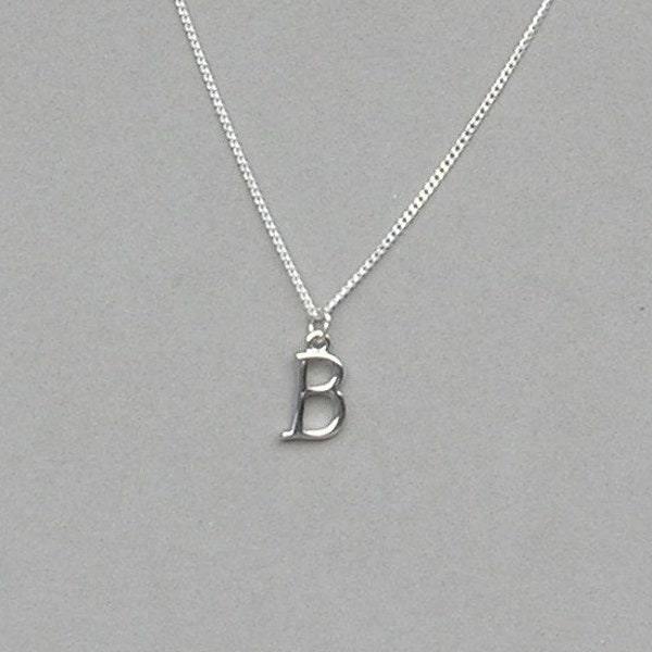 Silver Plated Initial B Necklace 113- Order Birthstone Charm Separately