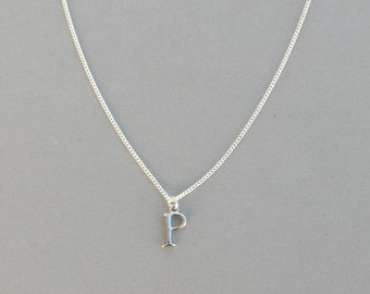 Silver Plated Initial P Necklace 113- Separate Listing for Birthstone Charm