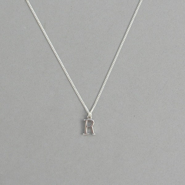 Silver Plated Initial R Necklace 113- Separate Listing for Birthstone Charm