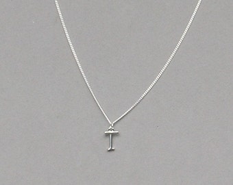 Silver Plated Initial T Necklace 113- Separate Listing for Birthstone Charm