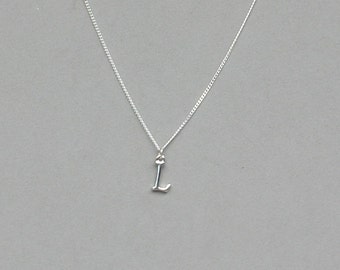 Silver Plated Initial L Necklace 113- Separate Listing for Birthstone Charm