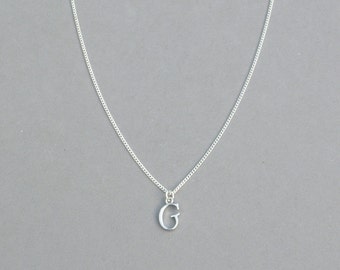 Silver Plated Initial G Necklace 113- Separate Listing for Birthstone Charm