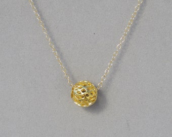 Gold Plated Filigree Bead Necklace