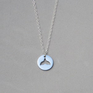 Silver Whale Tail Disc Necklace