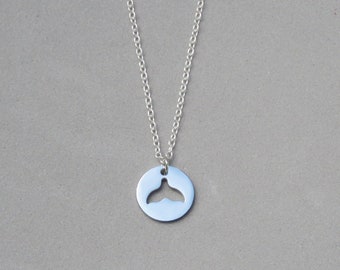 Silver Whale Tail Disc Necklace