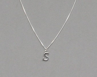 Silver Plated Initial S Necklace 113- Separate Listing for Birthstone Charm