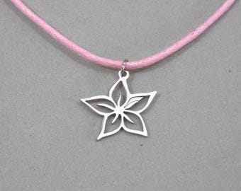 Stainless Steel Hibiscus Flower Necklace: Tropical Pendant