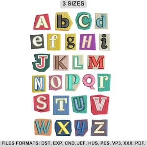 Alphabet Embroidery Design A-Z, Applique Letters, Custom Name Monogram, Colorful Patch, Machine Embroidery Files, 3 Sizes, Instant Download