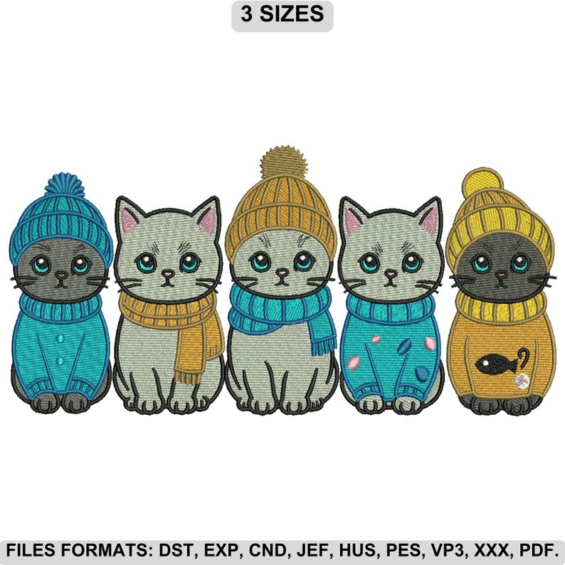 Cute Cat Embroidery Design, Cute Kitten Machine Embroidery Pattern ...