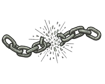 Diseño de bordado de cadena rota, patrón de bordado a máquina de cadena de libertad, archivo de bordado de símbolo de fuerza, 3 tamaños, descarga instantánea