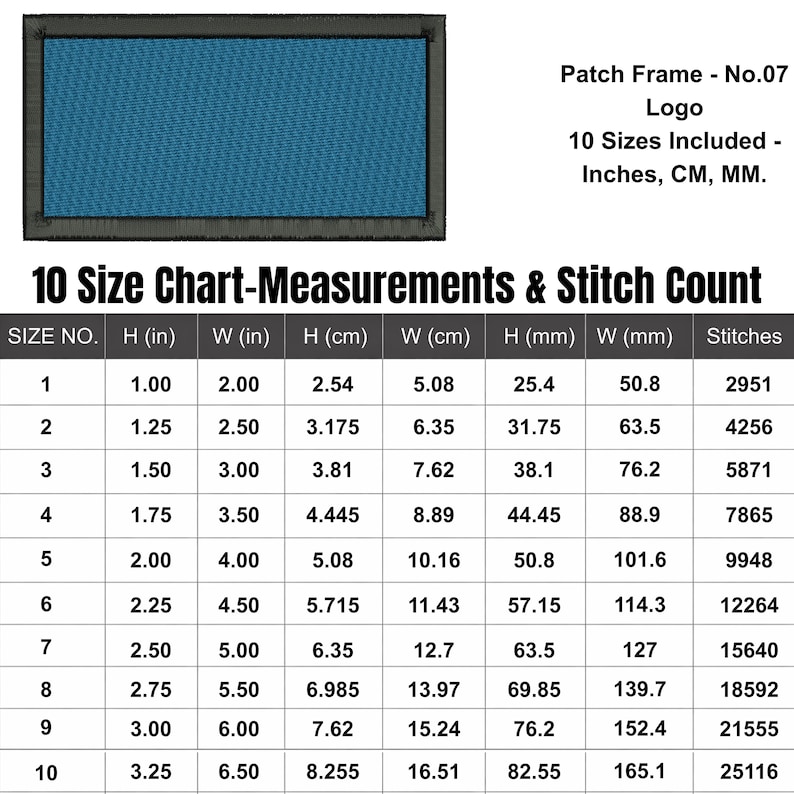 Patch Groesse Set of 5 Embroidery Patch Frames, Geometric Patch Shapes, 10 Sizes Each ...