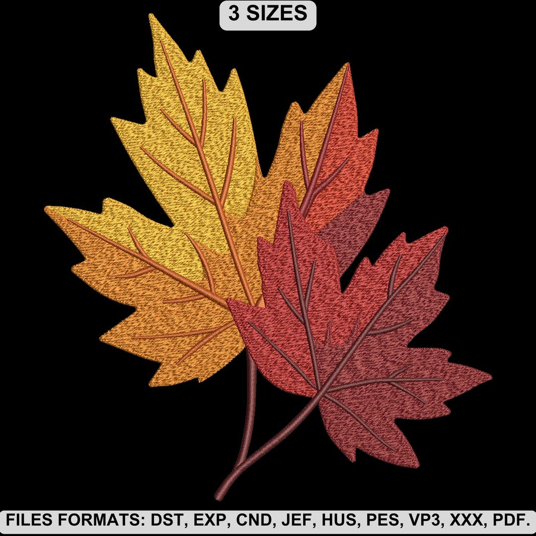 Autumn Maple Leaf Embroidery Design, Fall Leaves Machine Embroidery ...