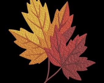 Autumn Maple Leaf Embroidery Design, Fall Leaves Machine Embroidery Pattern, Thanksgiving Leaf Embroidery File, 3 Sizes, Instant Download
