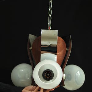 Murano chandelier , white handmade Ball moon lamp, hanging lamp, 3 balls Mazzega, Italy 1960-70s / Pendant with Murano glass / mid century